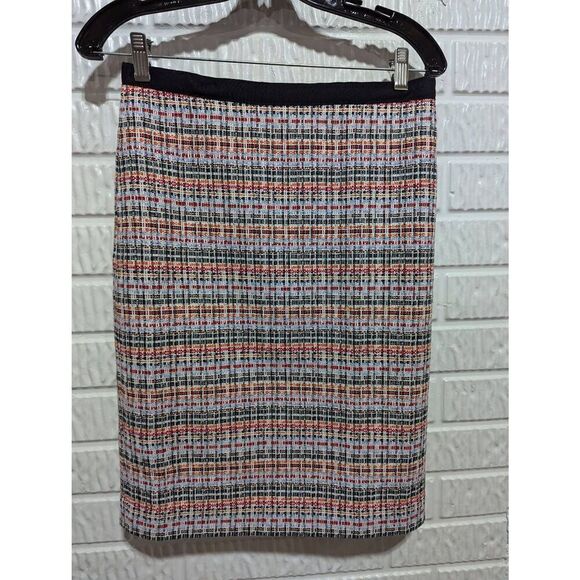 Talbots Women's Red & Blue Metallic Silver Thread Fully Lined Straight Skirt Siz - Picture 1 of 7